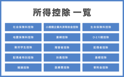 個人事業主の所得控除【一覧表】