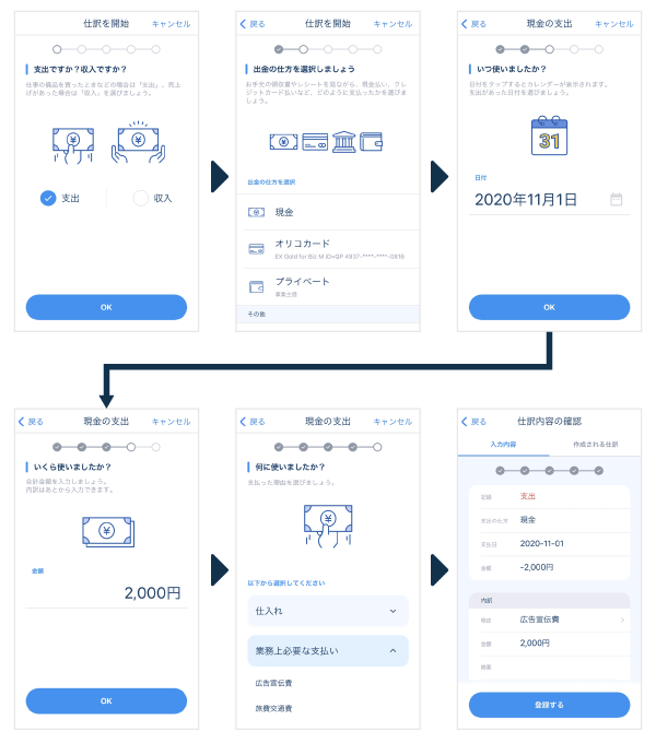 マネーフォワードのスマホアプリ ‐ 取引入力の流れ