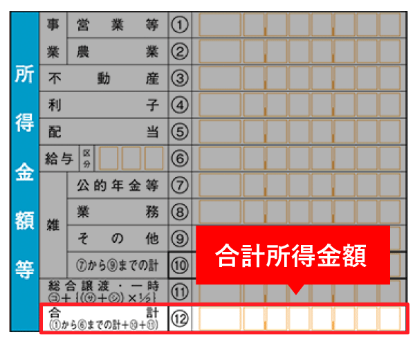 合計所得金額の記入欄 - 確定申告書 第一表