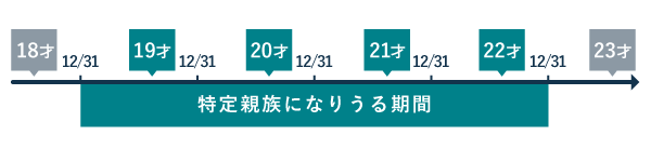 特定親族の年齢（通常） - その年の12月31日時点で満19才以上23才未満であること