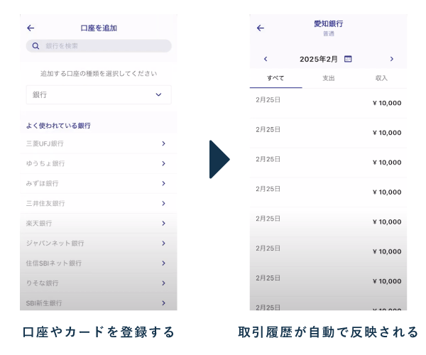スマホ会計FinFinの自動仕訳機能