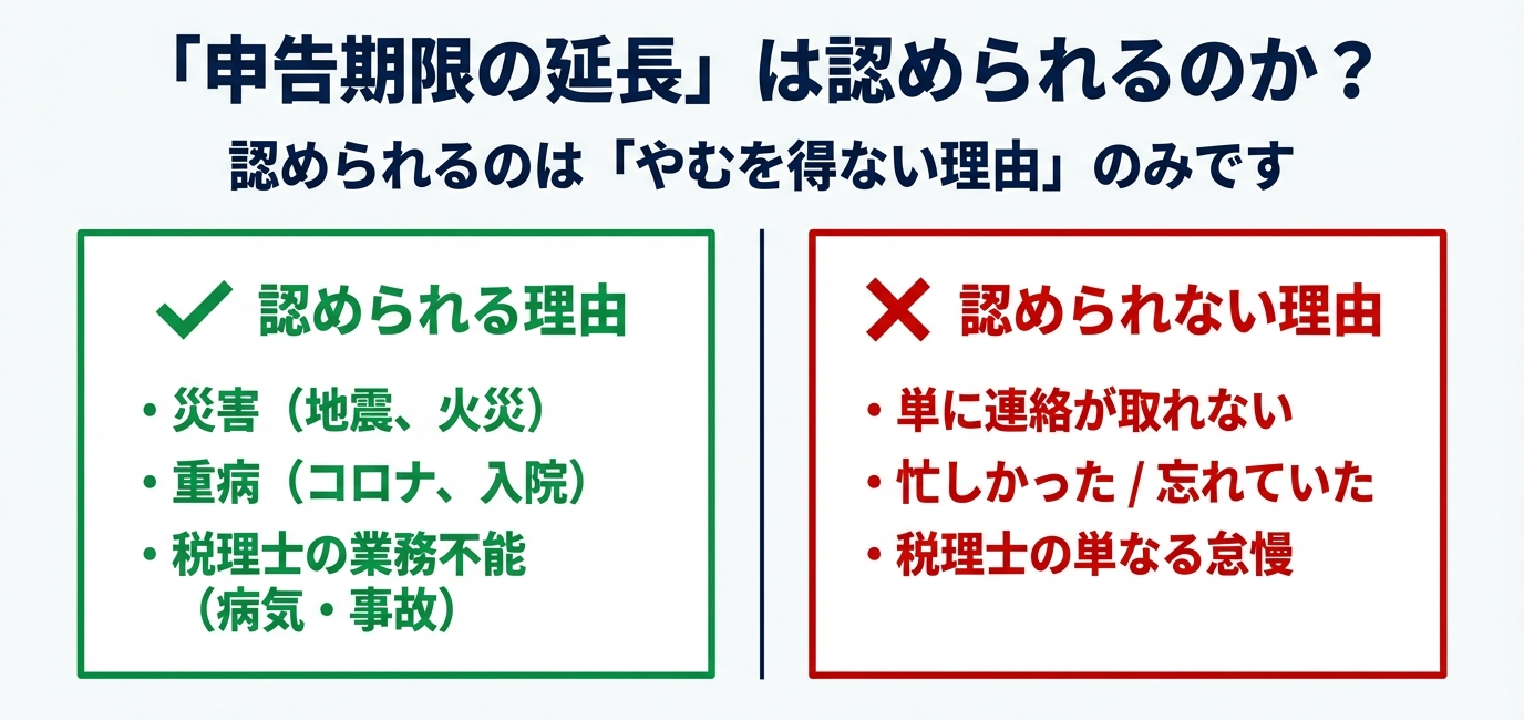 申告期限の延長が認められる場合・認められない場合